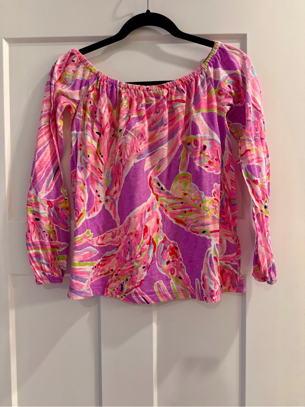 Lilly Pulitzer Enna Off-Shoulder Blouse Tropical Amethyst Sunseekers